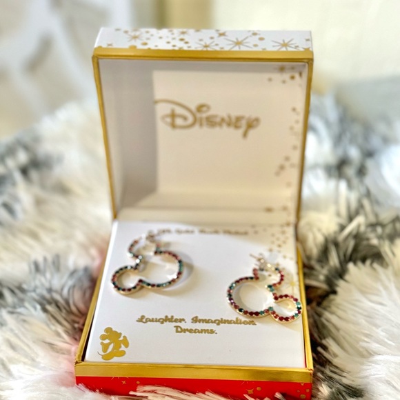 NWT DISNEY Crystal Mickey Mouse Hoop Earrings - Picture 4 of 7